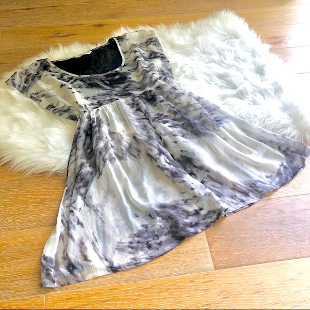 MISS SELFRIDGE sheer grey babydoll dress / blouse Size 8